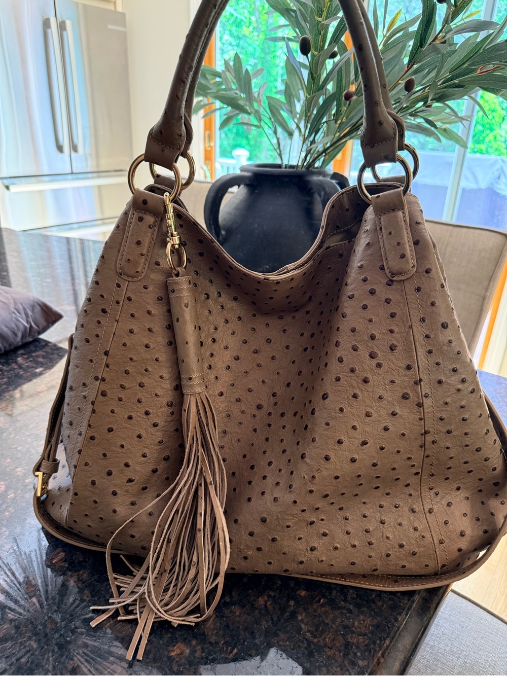 Casual Brown Tassel Shoulder Bag